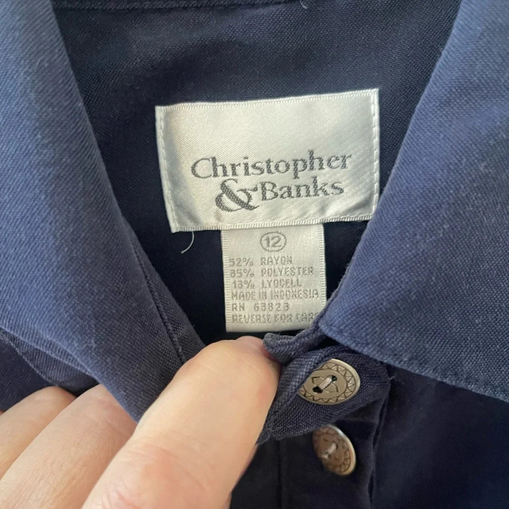Christopher & Banks Blue Linen Dress Size 12 - Picture 9 of 9